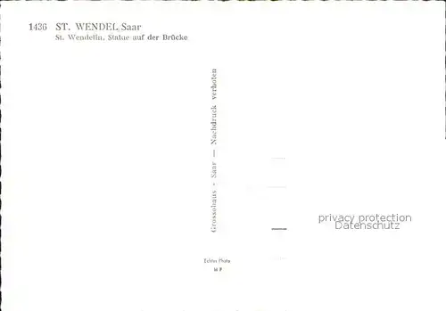 Denkmal St. Wendelin Statue St. Wendel Saar Kat. Denkmaeler