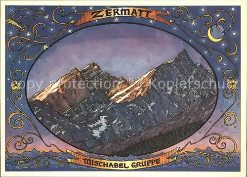 Kuenstlerkarte Don Smith Zermatt Mischabel Gruppe Kat. Kuenstlerkarte