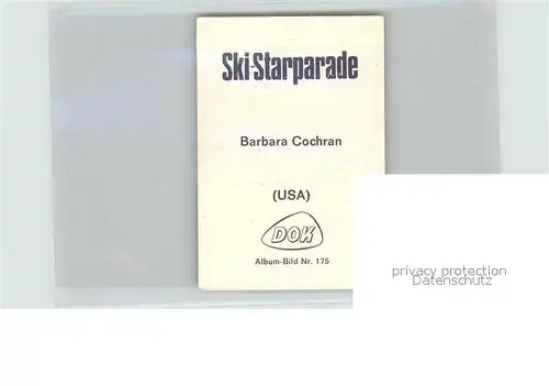 Skisport Barbara Cochran  Kat. Sport