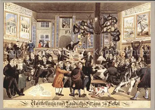 Kuenstlerkarte Jakob Senn Vorstellung einer Landratssitzungen zu Liestal  Kat. Kuenstlerkarte
