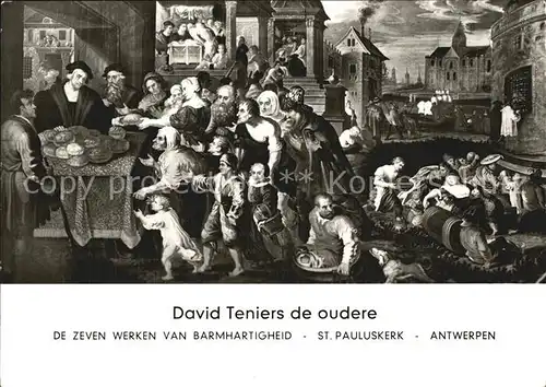 Kuenstlerkarte David Teniers de oudere Antwerpen St. Pauluskerk De zeven Werken van Barmhartigheid Kat. Kuenstlerkarte