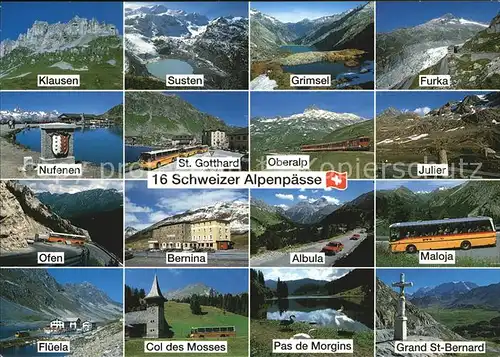 Postbus Schweiz Alpenpaesse Maloja Bernina Pas de Morgins Julier Susten Kat. Post