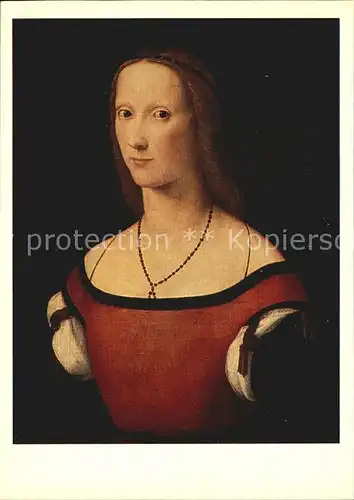 Kuenstlerkarte Alte Kuenstler Lorenzo Costa Portrait of a Lady 1500 Kat. Kuenstlerkarte