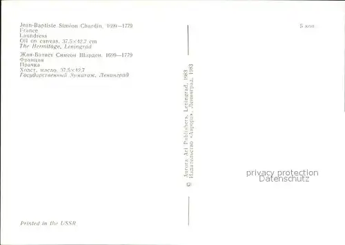 Kuenstlerkarte Alte Kuenstler Jean Baptiste Simeon Chardin Laundress  Kat. Kuenstlerkarte