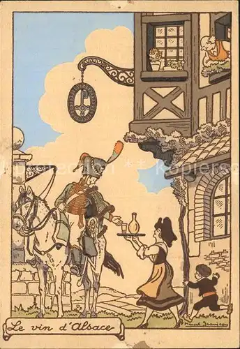 Kuenstlerkarte Marcel Jeanjean Le vin d Alsace  Kat. Kuenstlerkarte