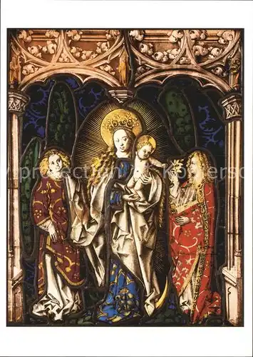 Religion Muttergottes in der Strahlenglorie Glasgemaelde 1480  Kat. Religion