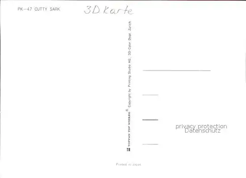 Segelschiffe Cutty Sark 3D Color  Kat. Schiffe