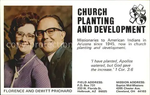 Missionen Florence and Dewitt Prichard Missionaries to American Indians  Kat. Missionen