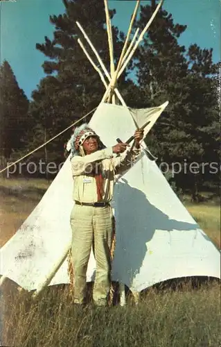 Indianer Native American Minnesota s Chief Little White Cloud Tipi Peace Pipe  Kat. Regionales