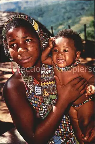 Typen Afrika Young Zulu Girl and Child Natal South Africa