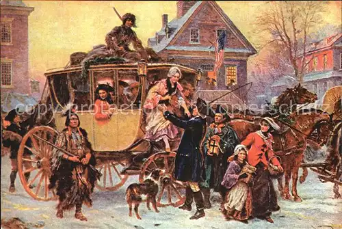 Pferdekutschen The Christmas Coach 1795 Kuenstlerkarte J. L. G. Ferries Kat. Tiere