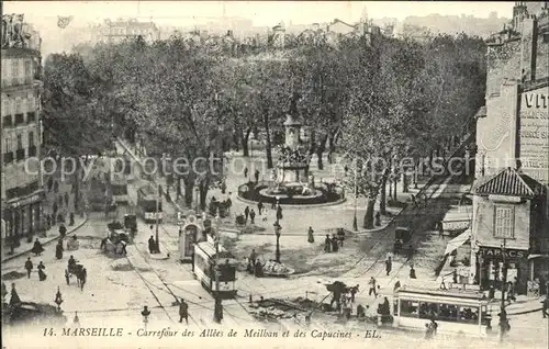 Strassenbahn Marseille Carrefour des Allees de Meilhan et des Capucines  Kat. Strassenbahn