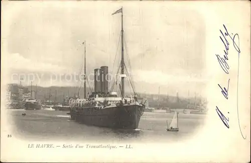 Dampfer Oceanliner Le Havre Transatlantique  Kat. Schiffe