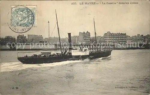 Dampfer Binnenschifffahrt Le Havre La Gazelle Jetee Kat. Schiffe
