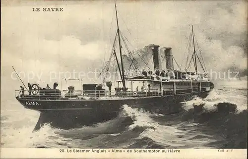 Dampfer Binnenschifffahrt Le Havre Steamer Anglais Alma  Kat. Schiffe