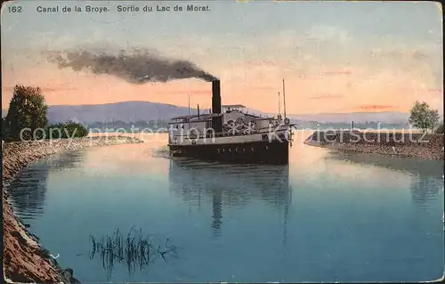 Dampfer Binnenschifffahrt Canal de la Broye Lac de Morat Kat. Schiffe