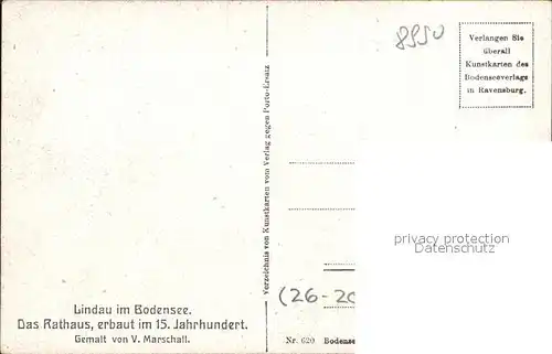 Marschall Vinzenz Lindau im Bodensee Rathaus  Kat. Kuenstlerkarte