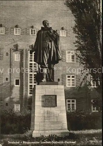 Denkmal Buergermeister Lambert Steinwich Stralsund   Kat. Denkmaeler