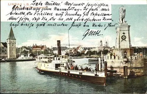 Dampfer Seitenrad Lindau im Bodensee Hafen  Kat. Schiffe