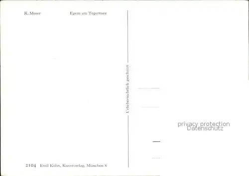 Kuenstlerkarte K. Moser Egern am Tegernsee  Kat. Kuenstlerkarte