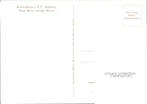 Moessler L. Rothenburg Tauber Rathaus Postkutsche Kat. Kuenstlerkarte