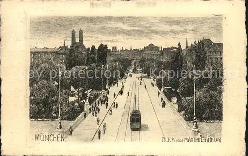 Radierung Carl Jander Muenchen Blick vom Maximilianeum  Kat. Druckereigewerbe