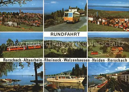 Eisenbahn Autobus Motorschiff Rundfahrt Rorschach Altenrhein Rheineck  Kat. Eisenbahn