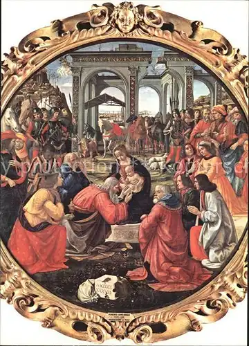 Kuenstlerkarte Alte Kuenstler Domenico Ghirlandaio Adorazione dei Magi Firenze Galleria Uffizi Kat. Kuenstlerkarte