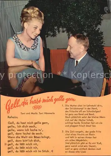 Liederkarte Gell du hast mich gelle gern Margit Sponheimer Toni Haemmerle  Kat. Musik