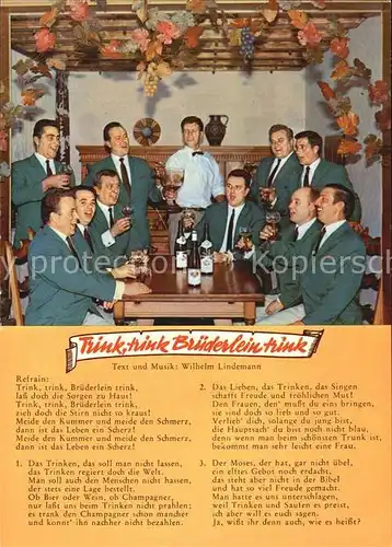 Liederkarte Trink trink Bruederlein trink Wein Kat. Musik