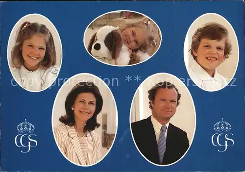 Adel Schweden Koenig Carl XVI Gustaf Koenigin Silvia mit Kinder  Kat. Koenigshaeuser