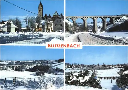 Buetgenbach Ortsansicht mit Kirche Viadukt Winterpanorama Kat. Verviers