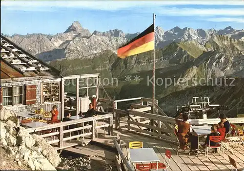 Nebelhorn Gipfelhuette mit Hochvogel  Kat. Oberstdorf