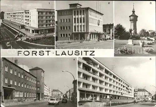 Forst Lausitz Berliner Strasse Konsum Gasthaus Wasserturm Post  und Berliner Srasse  Kat. Forst Lausitz