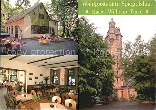 Marburg Lahn Waldgaststaette Spiegelslust Kaiser Wilhelm Turm Kat. Marburg