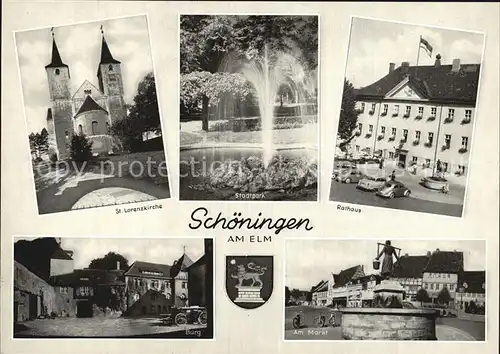 Schoeningen Rathaus Lorenzkirche Burg Markt Stadtpark Kat. Schoeningen