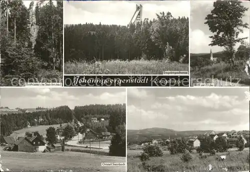 Johanngeorgenstadt Teufelsstein Steinbach Kirche Teilansicht Erzgebirgsschanze Kat. Johanngeorgenstadt