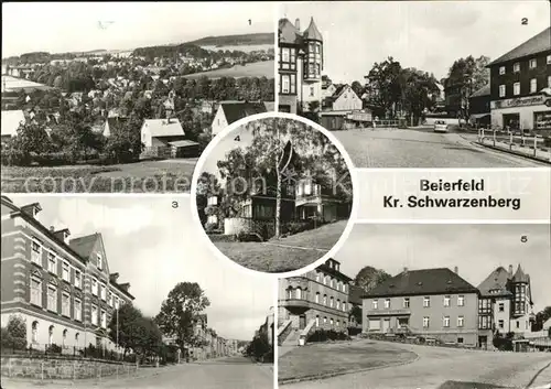 Beierfeld Teilansicht August Bebel Strasse Klubhaus Clara Zetkin Kat. Beierfeld Erzgebirge