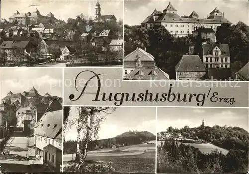 Augustusburg Teilansicht mit Kirche Burg Panorama  Kat. Augustusburg