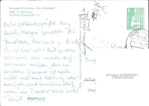 Weitisberga Konsumgaststaette Zur Erholung Gastraum  Kat. Wurzbach