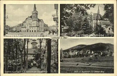 Loebau Sachsen Altmarkt Rathaus Hermannsbad Friedrich August Turm Berg  Kat. Loebau