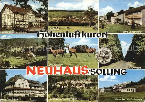 Neuhaus Solling Teilansichten Hotel Cafe Kegelbahn Landschulheim Maedchenberg Fohlenplacken Wildpark Kat. Holzminden