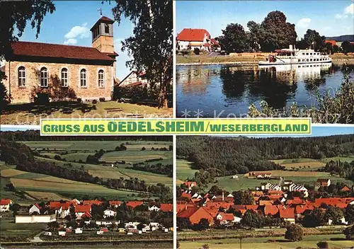 Oedelsheim Luftkurort Weserbergland Kirche Fahrgastschiff Weser Kat. Oberweser