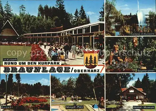 Braunlage Kurpark Minigolfplatz Heimatmuseum Sagenbrunnen Fontaene Kat. Braunlage Harz