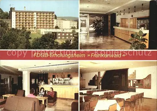 Wurzbach FDGB Erholungsheim Frankenwald Bettenhaus Empfang Hallenbar Speisesaal Kat. Wurzbach