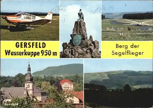 Gersfeld Rhoen Wasserkuppe Berg der Segelflieger Fliegerdenkmal Kirche Kat. Gersfeld (Rhoen)