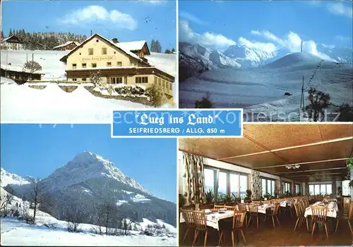 Seifriedsberg Sonthofen Gasthof Pension Lueg ins Land Winterpanorama Alpen Kat. Blaichach