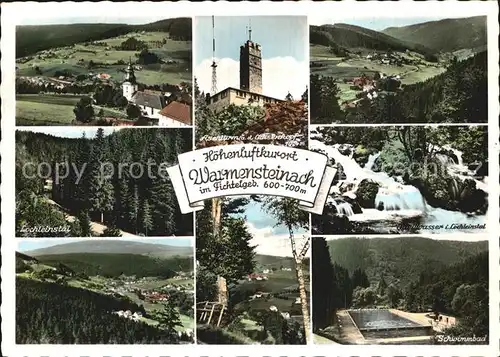 Warmensteinach Hoehenluftkurort Loechleinstal Quellwasser Wasserfall Schwimmbad Asentturm Ochsenkopf Kat. Warmensteinach Fichtelgebirge