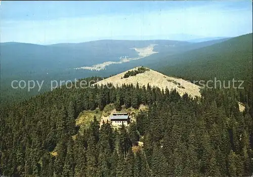 Lusenschutzhaus Lusen mit Blick in die CSSR Fliegeraufnahme Kat. Neuschoenau