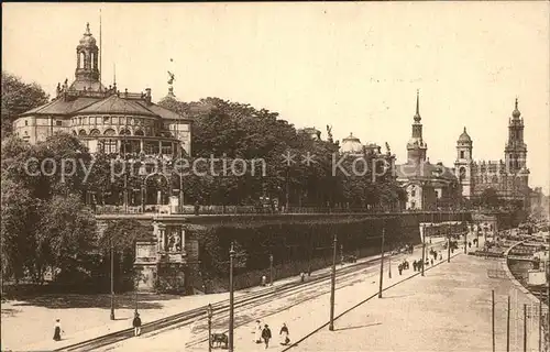 Dresden Belvedere Bruehlsche Terrasse Katholische Kirche Kat. Dresden Elbe